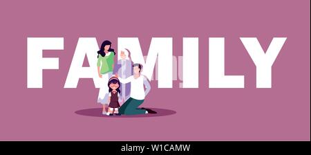 Niedlich Familie Mitglieder in Poster Vector Illustration Design Stock Vektor