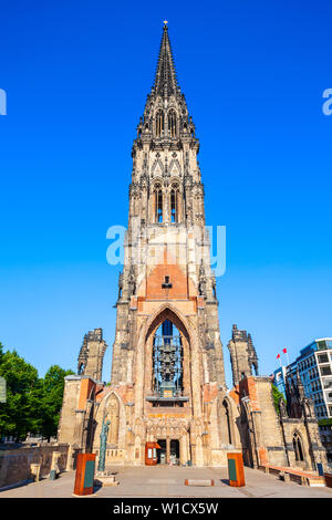Der neugotischen Kirche St. Nikolaus ist eine lutherische Kirche in Hamburg, Deutschland Stockfoto