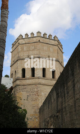Spanien. Sevilla. Turm von Silber. 13. Jahrhundert. Teil der Stadtmauer. Octogonal. Stockfoto