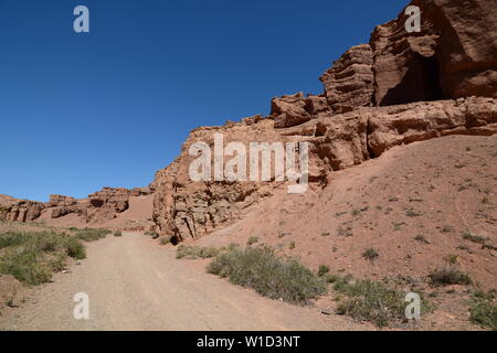 Blick auf das Tal der Burgen. Charyn National Park. Almaty Region. Kasachstan Stockfoto