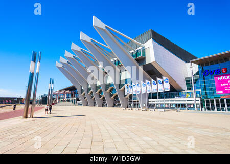 BREMEN, Deutschland - Juli 06, 2018: OVB Arena oder Stadthalle Bremen ist die größte Veranstaltungshalle in Bremen, Deutschland Stockfoto
