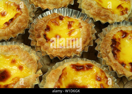 Traditionelle Lissabon ei Torten - Gebäck pasteis de Nata in Zinn Formen Stockfoto