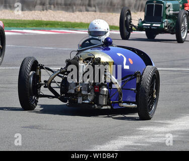 Sue Darbyshire, Morgan Super Aero, Historische und Vintage Seaman Trophäen Rennen, Formel Vintage, Runde 3, Donington Park, England, Juni 2019, Stromkreis ra Stockfoto