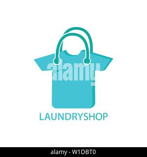 Wäscheservice und Tasche logo Kombination. T-Shirt und Shop Symbol oder Icon. Einzigartige Scheibe und Verkauf Logo Design Template Stock Vektor