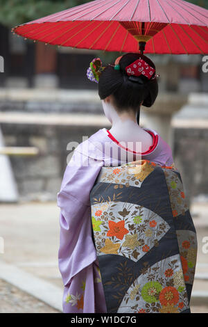 Eine maiko und Geisha schießen auf Manpakuji, Kyoto Stockfoto
