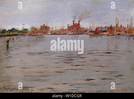 William Merritt Chase - Hafen Szene Brooklyn Docks 1886 Stockfoto