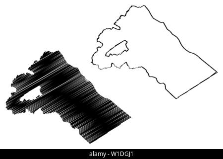 Rif Dimashq Governatorats (Gouvernements von Syrien, Arabische Republik Syrien) Karte Vektor-illustration, kritzeln Skizze Rif Dimashq Karte Stock Vektor