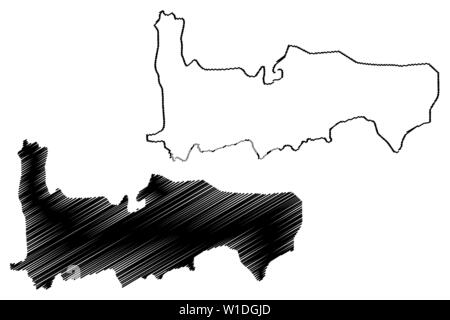 Hama Governatorats (Gouvernements von Syrien, Arabische Republik Syrien) Karte Vektor-illustration, kritzeln Skizze Hama Karte Stock Vektor