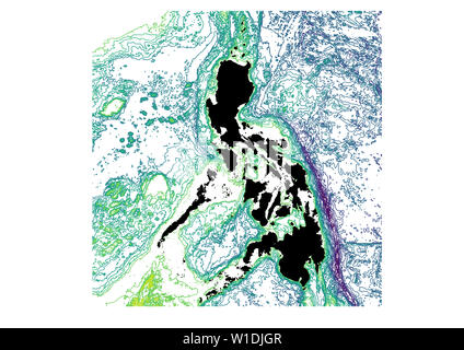Karte von philippinischen Meere Bathymetrie bei 500 m Intervalle Stockfoto