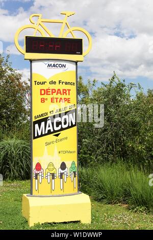 Macon, Frankreich - Juni 12, 2019: Start der Tour de France Radfahren in der Stadt Macon die 13rd Juli Stockfoto