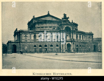 Europa, Deutschland, Sachsen, Dresden, königliches Hoftheater, Motiv aus: "Erinnerung ein Dresden', von Hotel Stadt Berlin - Otto Weber, Verlag Er Stockfoto