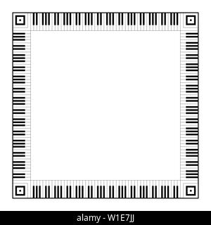 Musikalische Tastatur quadratischen Rahmen, der angeschlossenen Oktave Muster. Dekorativer Bordüre, von Oktaven, schwarzen und weißen Tasten der Tastatur gebaut. Stockfoto