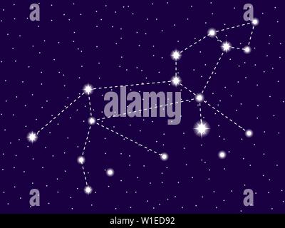 Leo Konstellation. Sternenhimmel. Cluster von Sternen und Galaxien. Deep Space. Vector Illustration Stock Vektor