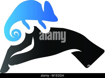 Animal Care Symbol in Duo Tone Farbe. Chameleon Zoo Jungle Stock Vektor