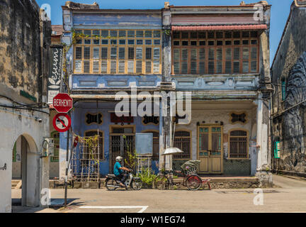 Lokale chinesische Architektur in George Town, Insel Penang, Malaysia, Südostasien, Asien Stockfoto