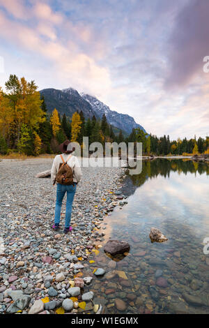 Sonnenuntergang bei Avalanche Creek, Glacier National Park, Montana, Vereinigte Staaten von Amerika, Nordamerika Stockfoto