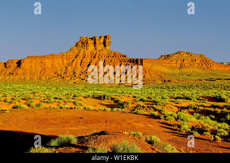 Bildung im Tal der Götter genannt die Sieben Segler, in der Nähe der Stadt Mexican Hat, Utah, Vereinigte Staaten von Amerika, Nordamerika Stockfoto