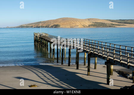 Omapere Wharf auf der Omapere, Hokianga, Northland, North Island, Neuseeland, Pazifische Stockfoto