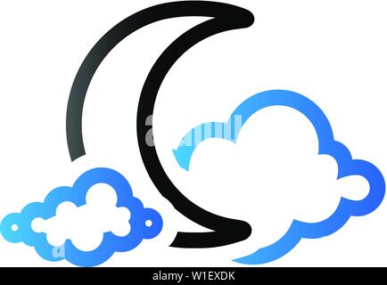 Wetter bewölkt bewölkt Symbol in Duo Tone Farbe. Prognose Nacht Bewölkt kalt Stock Vektor