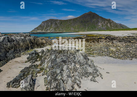 Flakstad Strand, Ramberg, Lofoten, Norwegen Stockfoto