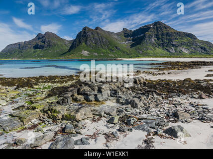 Flakstad Strand, Ramberg, Lofoten, Norwegen Stockfoto