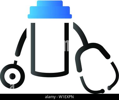 Pillen Flasche Stethoskop Symbol in Duo Tone Farbe. Vitamin Medizin Drogen Stock Vektor