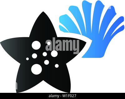 Star fisch Symbol in Duo Tone Farbe. Meer tierische Kreatur niedlich Stock Vektor