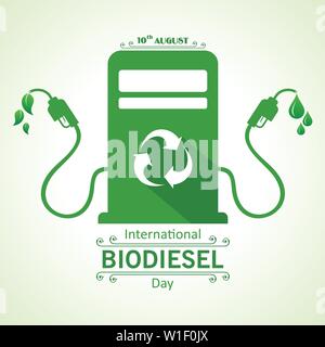 Abbildung: Internationale Biodiesel Tag Gruß für Eco Umwelt - 10. August Stock Vektor