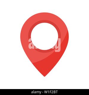 Rote Karte Zeiger auf das Symbol. Einfach markieren. GPS-Symbol auf weißem Hintergrund Stock Vektor