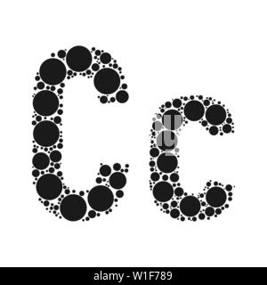 Einen Buchstaben des Alphabets von schwarze Kreise legte durch mozayka. Vektorschrift Abbildung. Stock Vektor