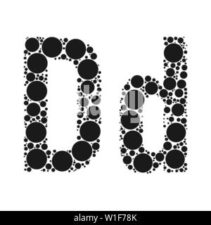 Einen Buchstaben des Alphabets von schwarze Kreise legte durch mozayka. Vektorschrift Abbildung. Stock Vektor