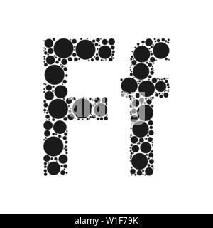 Einen Buchstaben des Alphabets von schwarze Kreise legte durch mozayka. Vektorschrift Abbildung. Stock Vektor