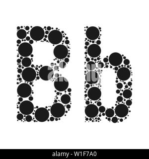 Einen Buchstaben des Alphabets von schwarze Kreise legte durch mozayka. Vektorschrift Abbildung. Stock Vektor