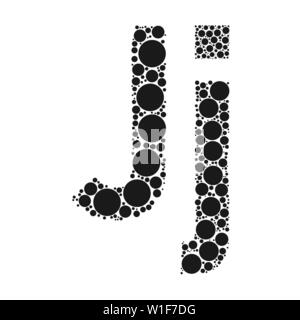 Einen Buchstaben des Alphabets von schwarze Kreise legte durch mozayka. Vektorschrift Abbildung. Stock Vektor