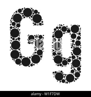 Einen Buchstaben des Alphabets von schwarze Kreise legte durch mozayka. Vektorschrift Abbildung. Stock Vektor