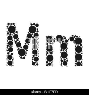 Einen Buchstaben des Alphabets von schwarze Kreise legte durch mozayka. Vektorschrift Abbildung. Stock Vektor