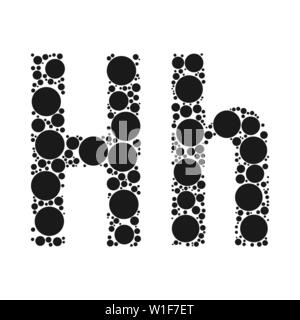 Einen Buchstaben des Alphabets von schwarze Kreise legte durch mozayka. Vektorschrift Abbildung. Stock Vektor