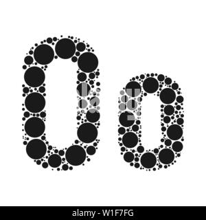 Einen Buchstaben des Alphabets von schwarze Kreise legte durch mozayka. Vektorschrift Abbildung. Stock Vektor