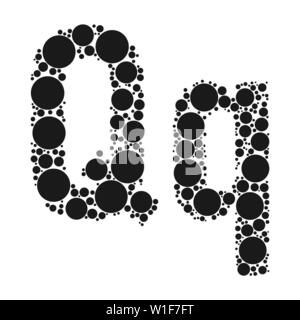 Einen Buchstaben des Alphabets von schwarze Kreise legte durch mozayka. Vektorschrift Abbildung. Stock Vektor