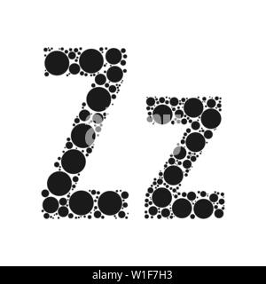 Einen Buchstaben des Alphabets von schwarze Kreise legte durch mozayka. Vektorschrift Abbildung. Stock Vektor