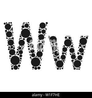 Einen Buchstaben des Alphabets von schwarze Kreise legte durch mozayka. Vektorschrift Abbildung. Stock Vektor