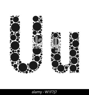 Einen Buchstaben des Alphabets von schwarze Kreise legte durch mozayka. Vektorschrift Abbildung. Stock Vektor