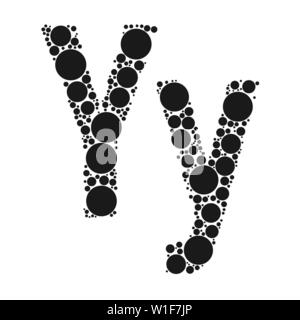 Einen Buchstaben des Alphabets von schwarze Kreise legte durch mozayka. Vektorschrift Abbildung. Stock Vektor