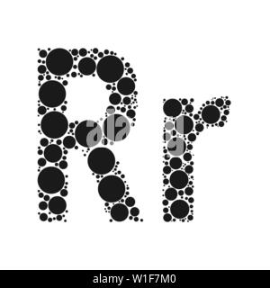 Einen Buchstaben des Alphabets von schwarze Kreise legte durch mozayka. Vektorschrift Abbildung. Stock Vektor