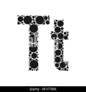 Einen Buchstaben des Alphabets von schwarze Kreise legte durch mozayka. Vektorschrift Abbildung. Stock Vektor