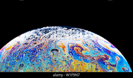 Unglaubliche fancy Seifenwasser Muster abstrakt hintergrund Halbkreis. Modell des Raumes oder Planeten Universum kosmische. Stockfoto