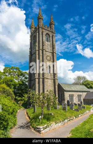 St. Pankratius bei Widecome im Moor Dorf im Nationalpark Dartmoor, Devon, England, UK. Stockfoto