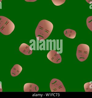 Nahtlose Muster des theatralischen Maske mit Weinen Emotion. Vector Illustration. Bronze Maske mit Farbverlauf auf grünem Hintergrund. Stock Vektor