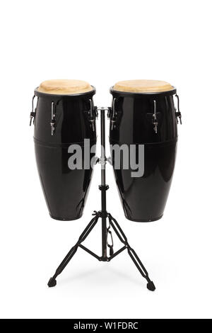 Studio Aufnahme des Schwarzen conga Instrument auf weißem Hintergrund drum Stockfoto