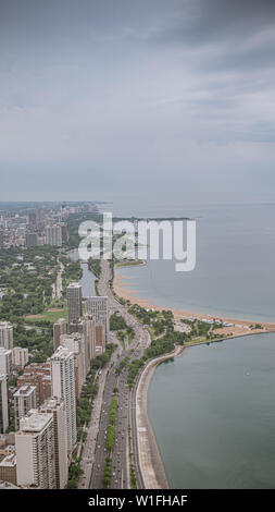 Lakeshore Drive und Strände in Chicago Stockfoto